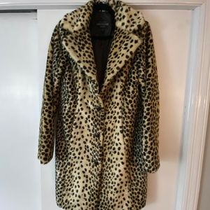 Leopard Faux Fur Tailored Stroller Coat